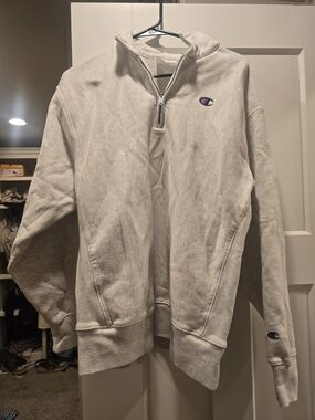 Champion Gray Half-Zip Pullover Hoodie